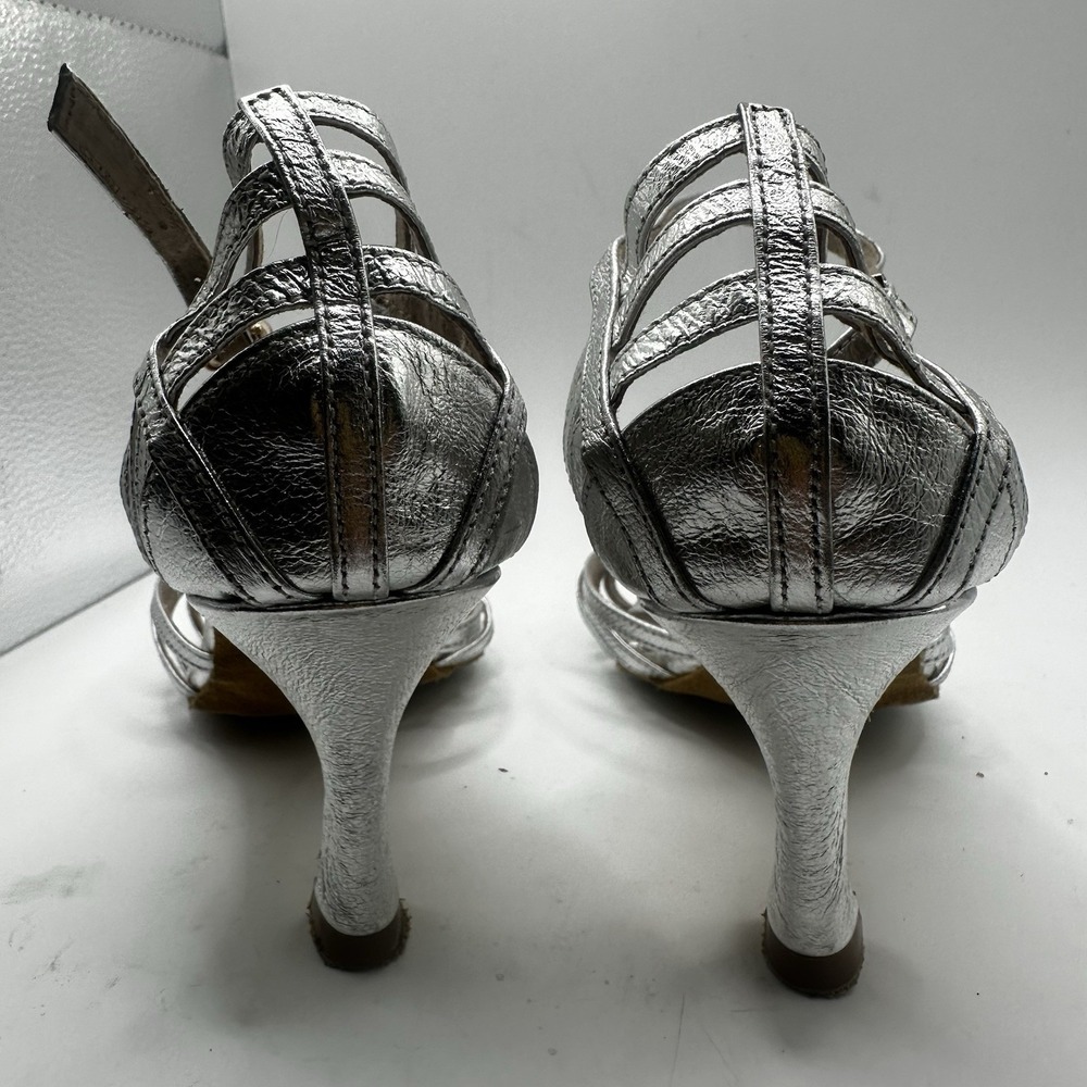 Natural Spin Strappy Tango Heels Dance Shoes Silver Women's Size 5.5 MSRP $106 - Picture 7 of 15